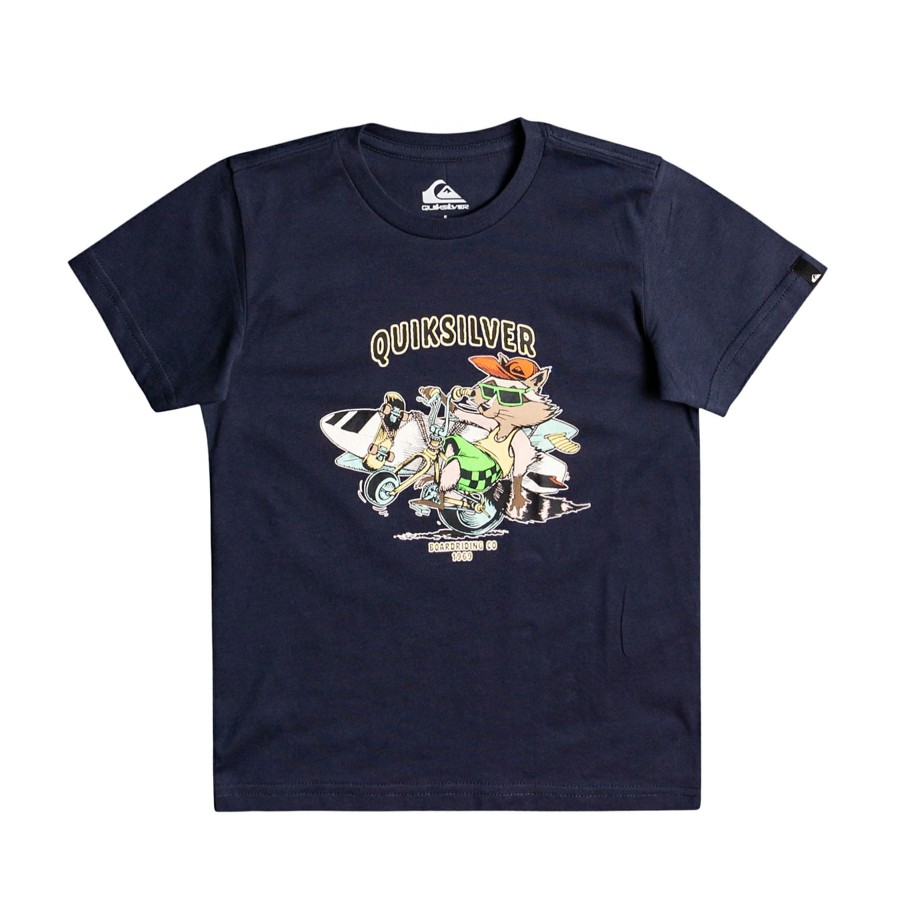 * Diaphanous Quiksilver Racoon Style Boys Short Sleeve T-Shirt Hot