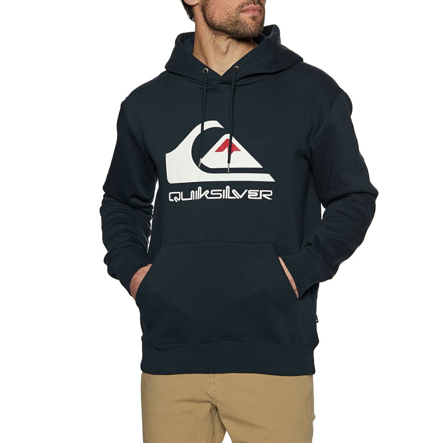 * Unique Quiksilver Big Logo Fleece Pullover Hoodie New