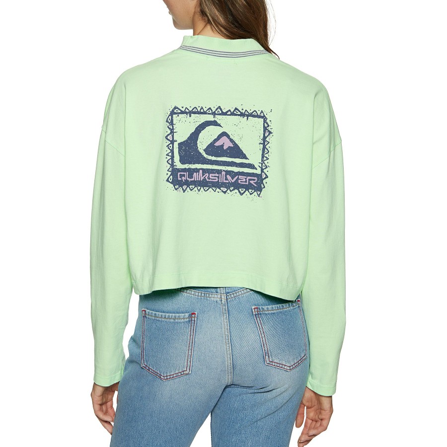 * Delicate Quiksilver 90S Crop Womens Long Sleeve T-Shirt Hot