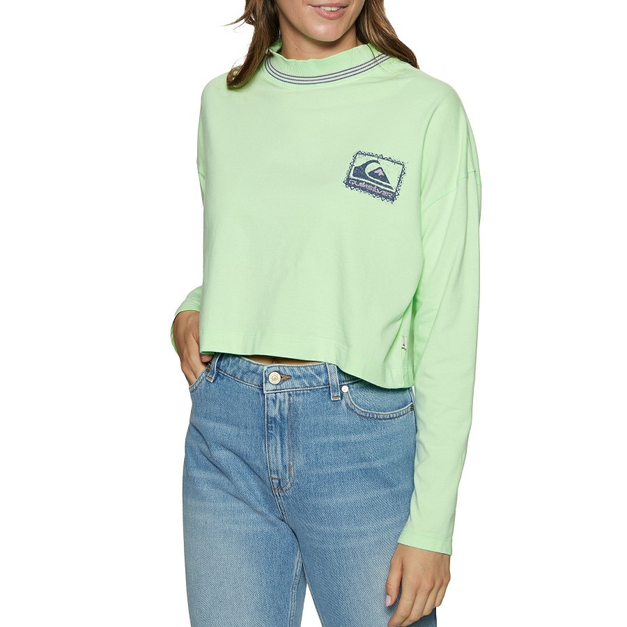 * Delicate Quiksilver 90S Crop Womens Long Sleeve T-Shirt Hot