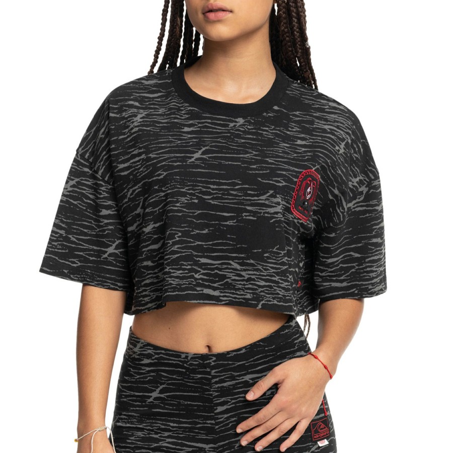 * Hottest Quiksilver Upside Down Maxi Crop Womens Short Sleeve T-Shirt Hot